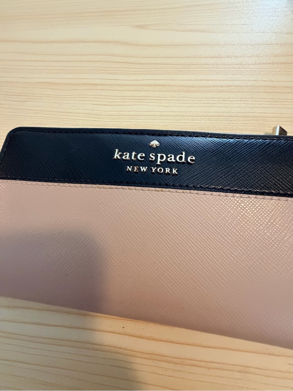 kate spade Two-Tone Black and Blush Pink Saffiano Wallet